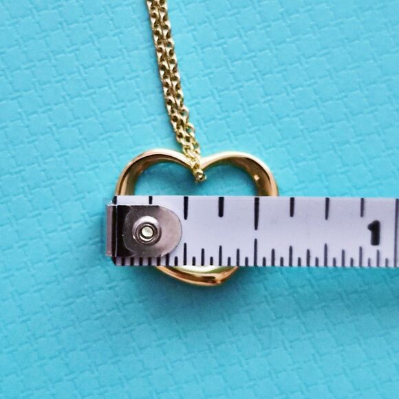 RARE Vintage Tiffany & Co. Elsa Peretti 9 Diamonds Open Heart 18k Necklace 16” - Picture 8 of 9